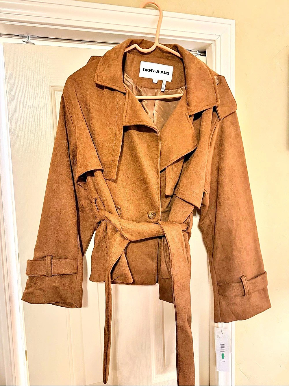 DKNY Jeans Belted Brown Trench Jacket Large NWT